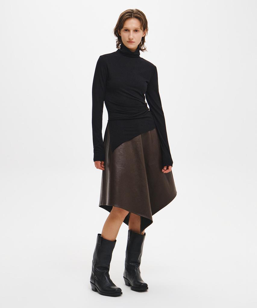 GENERALIDEA Drape Piercing Turtleneck T-Shirt [Black] / Gf3Lts506