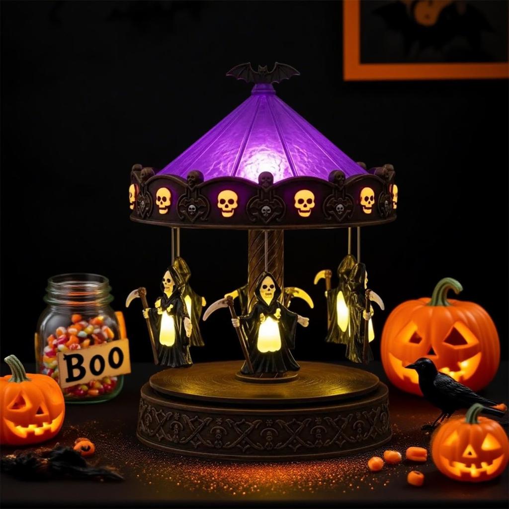 Carousel Light - Halloween Horror Reading Light, Halloween Night Light, Vintage Carousel Decoration