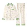 Pigiama in Cotone da Donna Primavera e Autunno Manica Lunga Indumento Esterno Servizio Casalingo Coreano Completo Camicia e Pantaloni a Manica Lunga