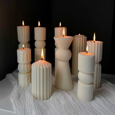 New Cylindrical Striped Candle Silicone Mold Geometry DIY Gypsum Resin Soap Candle Mold Home Party Candle Gift Making Mold