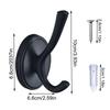 Black Coat Hooks 4-Pack Modern Metal Double Robe Hooks for Bathroom Bedroom Kitchen Hotel Garage - Wall-Mounted Towel Hooks with Space Aluminum Black