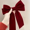 Vintage Large Velvet Bow Hairpins Barrettes Women Girls Wedding Long Ribbon Korean Hair Clip Hairgrip Hair Accessories