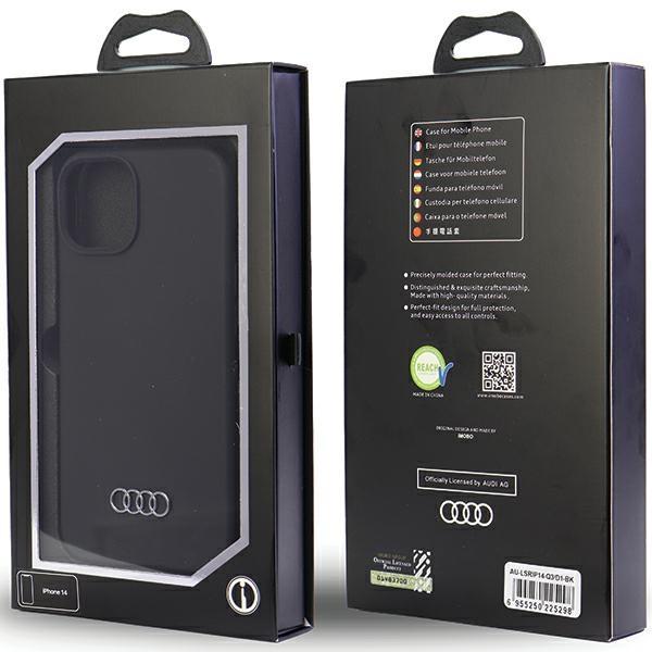 Audi Silikonhülle iPhone 14 / 15 / 13 6.1 Schwarz/Black Hardcase Au-Lsrip14-Q3/D1-Bk