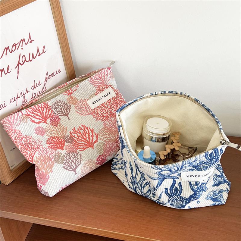 New Corduroy Storage Bag Cosmetic Bag Large Capacity Portable Cosmetic Bag Clutch Bag Storage Bag