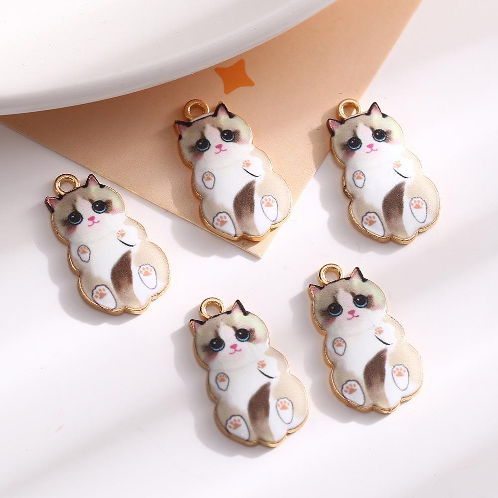 Cartoon Niedlich Legierung Öltropfen Anhänger Kätzchen Beweglicher Schwanz Anhänger DIY Halskette Schlüsselanhänger Schmuckzubehör