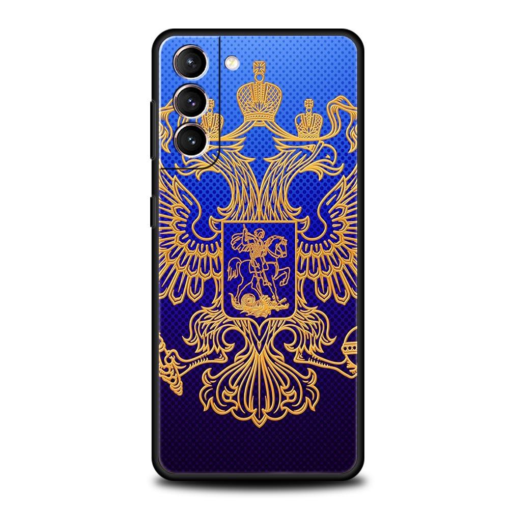 Phone Case For Samsung Galaxy S23 S22 Ultra S20 S21 FE 5G S10 S9 Plus S10E S8 Note 20 Black Cover Russia Russian Flags Emblem