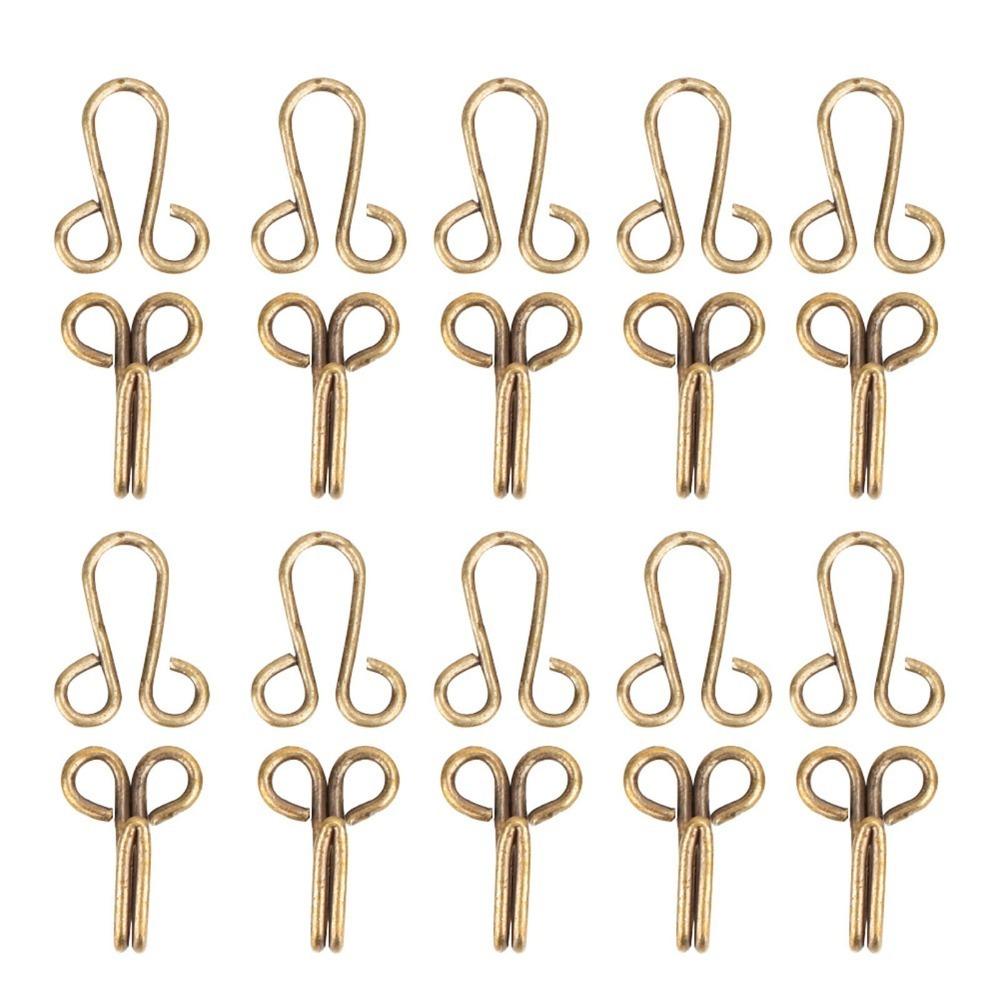 Bronze Sewing Hooks Eyes Durable Metal Fur Coat Hook Fasteners Covered Hook Eye Closures  For Coats