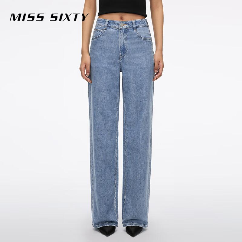 

MISS SIXTY Women s Distressed Linen Lyocell Straight Leg Jeans (2026 Summer) 28