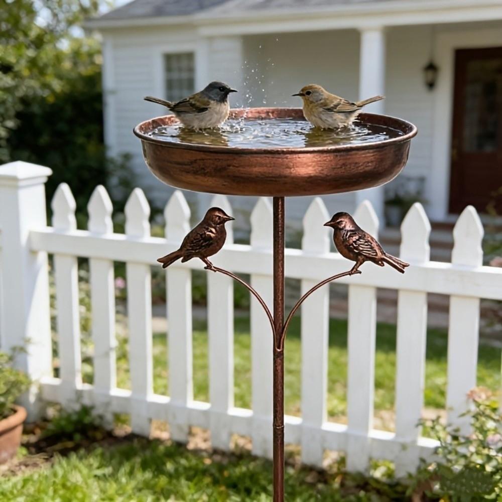 5 Claw Ground Plug Iron Bird Bath Feeder Standing Bowl Bird Feeding Station Outdoor Garden
