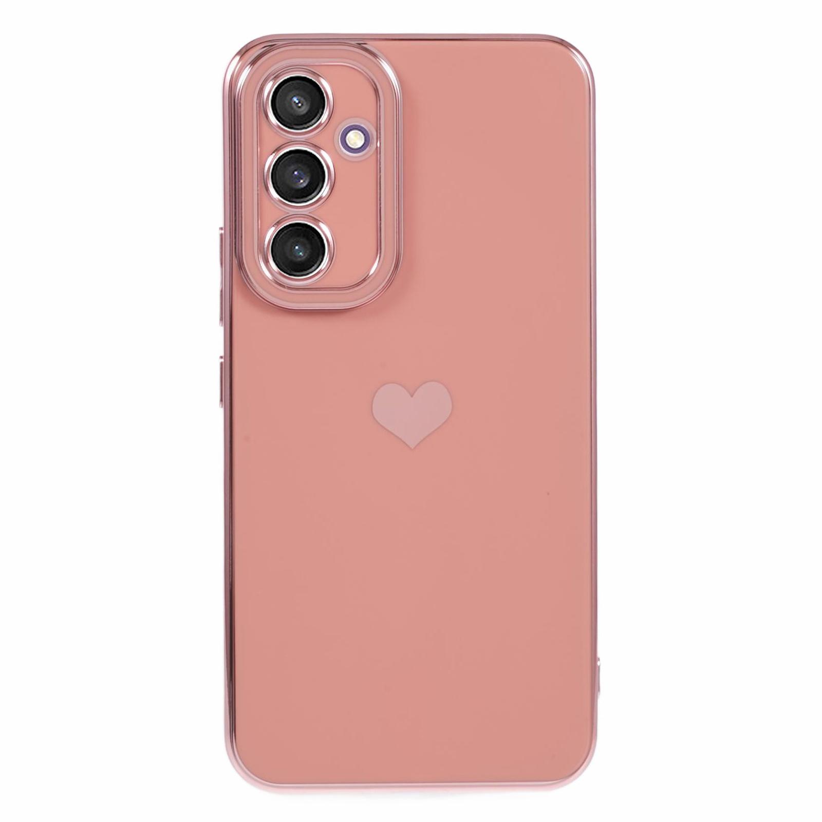 

Чехол для Samsung Galaxy S23 FE, 6D, гальваническое покрытие, сердце, ударопрочный ТПУ чехол для телефона B