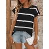 Sommer Rundhals Kurzarm Lässiger Gestreifter Strickpullover Damen Locker Einfach Büro Damen Oberteile Lässig Elegant Dünner Pullover Damenbekleidung