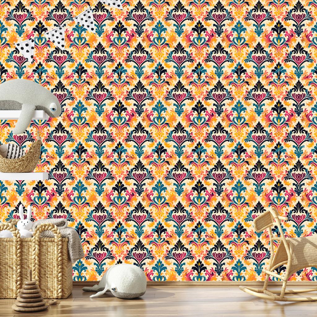 Baroque Damask Wallpaper Cream and Gold for Living Room and Bedroom 50x1000