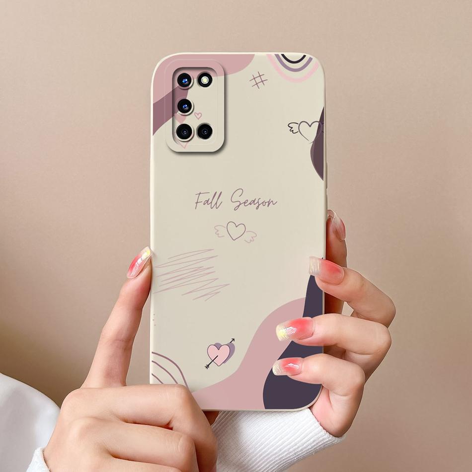 For Oppo A52 A72 A92 Case Butterfly Heart Simple Back Cover Soft Liquid Silicone Funda Camera Protection Anti Drop Phone Housing