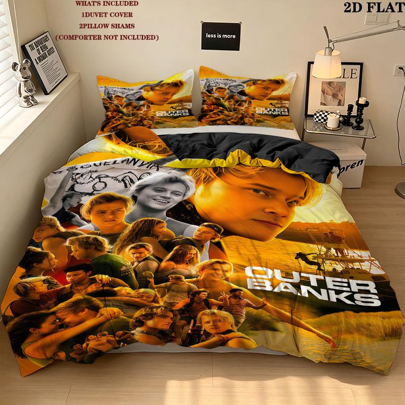 Outer Banks Pattern Bedding Quilt Set Quilt Cover Pillowcase Home Birthday Gift(1 * duvet cover + 2 * pillowcase, without core)