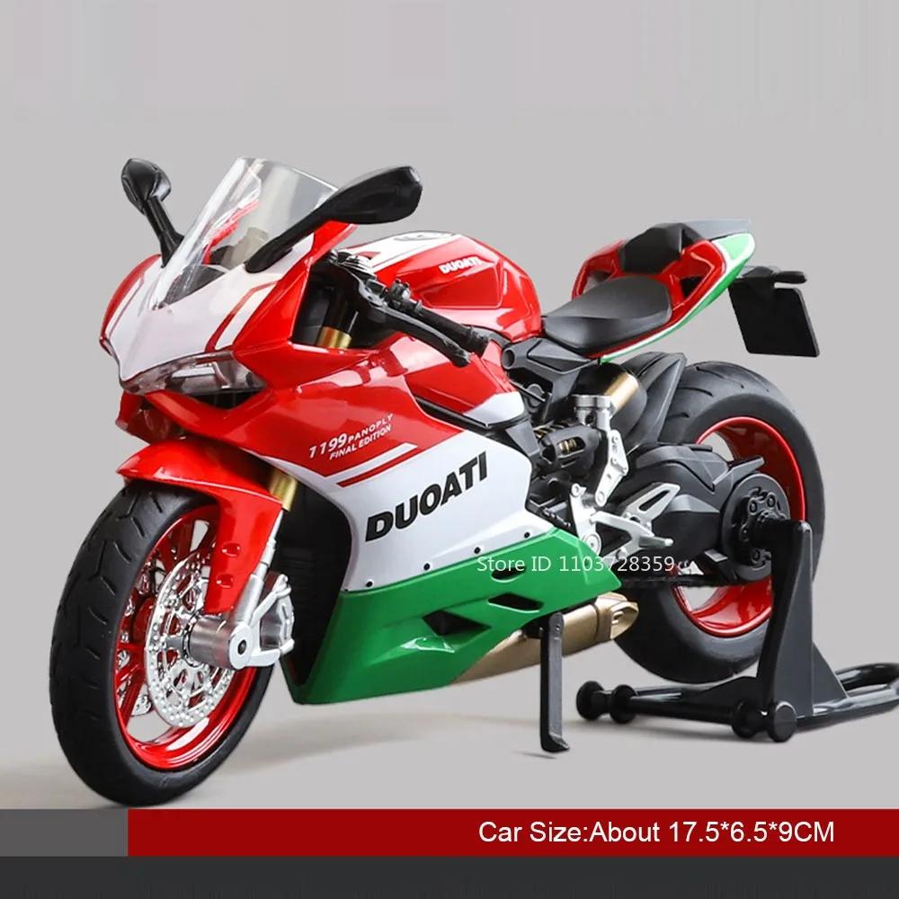 1:12 Scale 1199 V4S Motorcycle Model Toys Alloy Diecast Sound Light Shock Absorption Rubber Tires Motorbike Models for Kid Adult