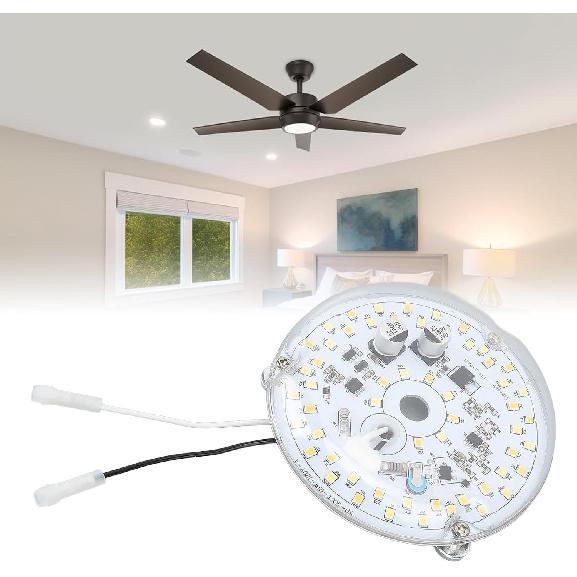 LED Ceiling Fan Light, 3.93 Inch LED Ceiling Fan Light AC 120V 18W 2000LM 3 Color Temperature Dimmable Magnetic LED Retrofit Light Board Panel for