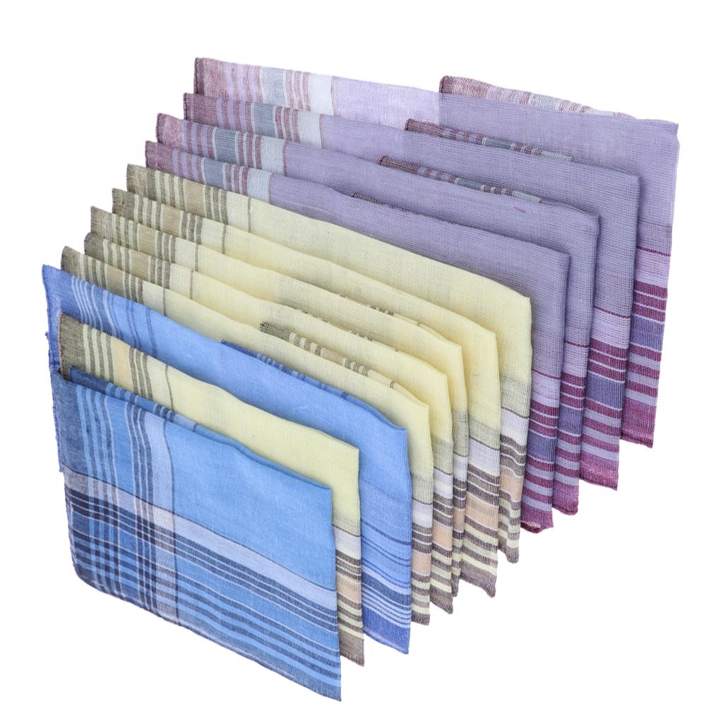 24 Packs Polyester Men' of Square Classic Pattern Hanky Hankerchiefs