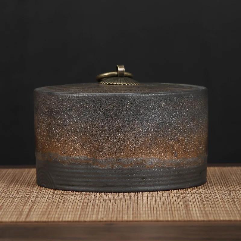 Ретро Цилиндрическая Керамическая Банка для Хранения с Крышкой Герметичные Чайные Банки Конфеты Зерно Коробка для Хранения Фарфоровая Банка Поделки Подарок Домашний Декор