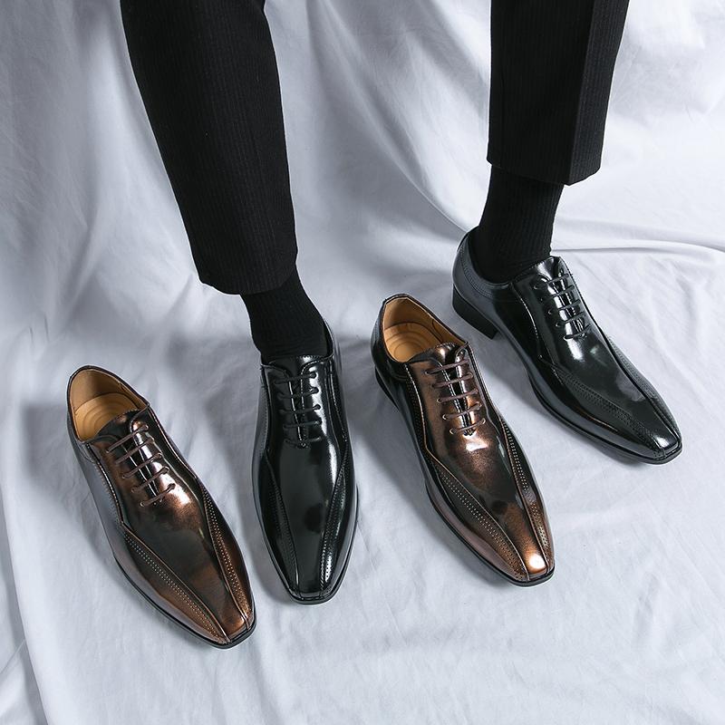 New Business Men's Shoes Oxfords Square Toe Lace-up Spring Autumn Brown Black Mens Dress Shoes Zapatos De Vestir Hombre