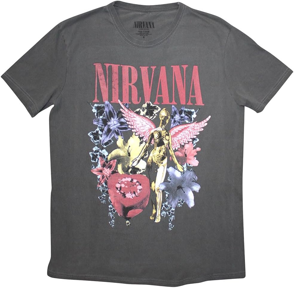 Men s Nirvana in Utero Vintage Collage Stone Wash T-Shirt Charcoal Grey S разноцветный