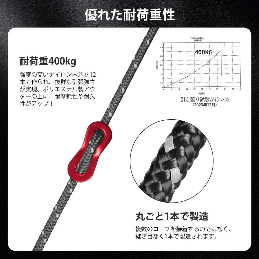 Paracord-Abspannseil, 4 mm, reflektierendes Zeltseil, Tragkraft 400 kg, 12 Adern, 30 m Wicklung, flexible Metallbeschläge, Führungsseil, dünner Zug für Campingplane