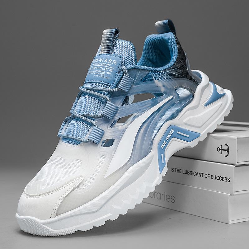 

2025 summer new men s sports shoes student breathable mesh explosion mecha hollow frame casual sports shoes 39