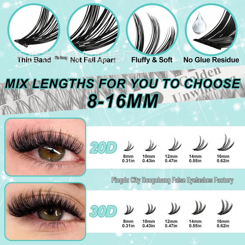 D Curl Cluster Lashes Book: 20D/30D/60D/80D Large Capacity False Eyelashes