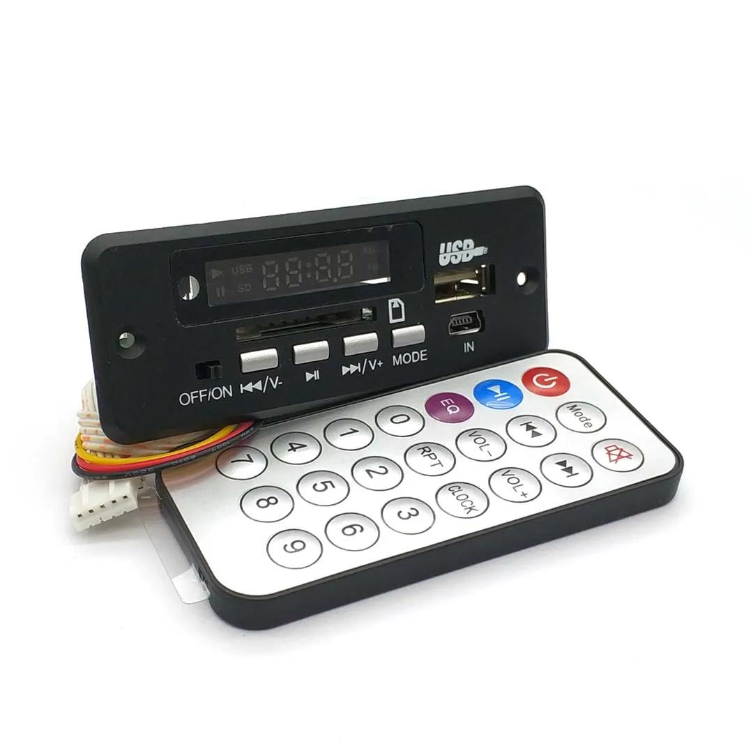 Беспроводная плата декодера MP3-плеера 5 В, интегрированная плата декодера WMV, аудиомодуль, USB, TF, радио для автомобиля, красный цифровой светодиод с пультом дистанционного управления чёрный