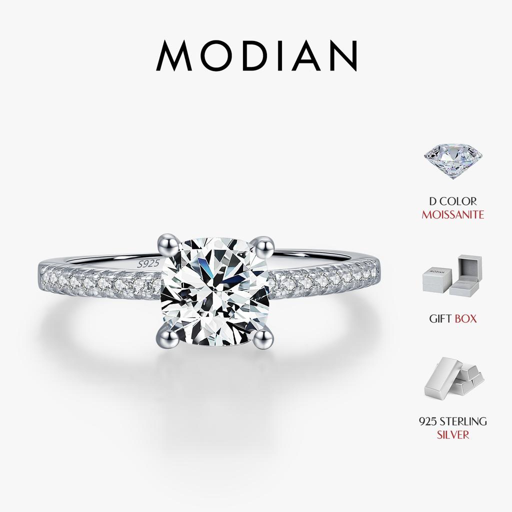 MODIAN 1CT D Square Moissanite Rings 925 Silver Trendy Finger Rings For Women Wedding Statement Fine Jewelry