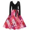 Women's Casual Fashion V,neck Valentine's Day Print Retro Dress
