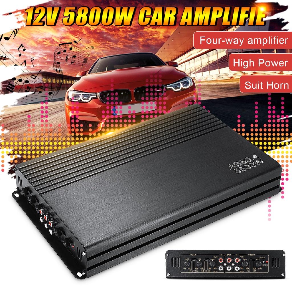 5800W High Power Four-way Amplifie Car Amplifie HiFi Audio Stereo Subwoofer 32x24x4.5CM