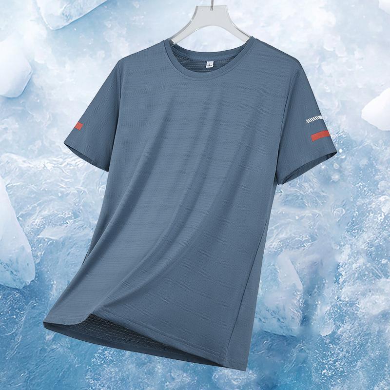 Sommer Schnelltrocknend Eis Seide Lässig Sportlich Vielseitig Einfach Rundhals Kurzärmliges Oberteil T-Shirt