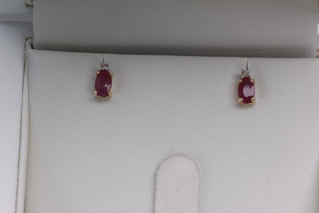 Gold Earrings with Rubies and Diamonds