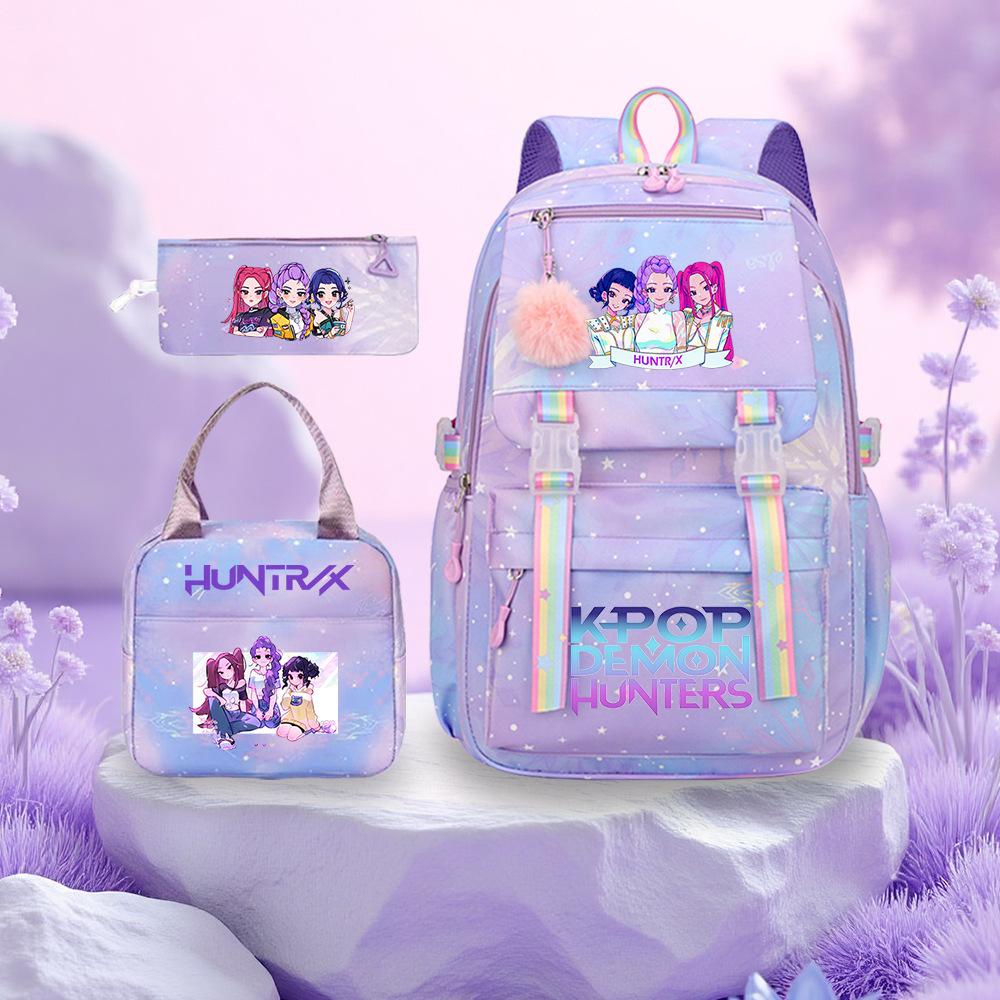 3 Peças/conjunto Mochila Fofa Estampada de Anime Kpop Bolsa de Viagem de Grande Capacidade para Adolescente Menina Menino Mochila Escolar Presente para Criança Rucksack