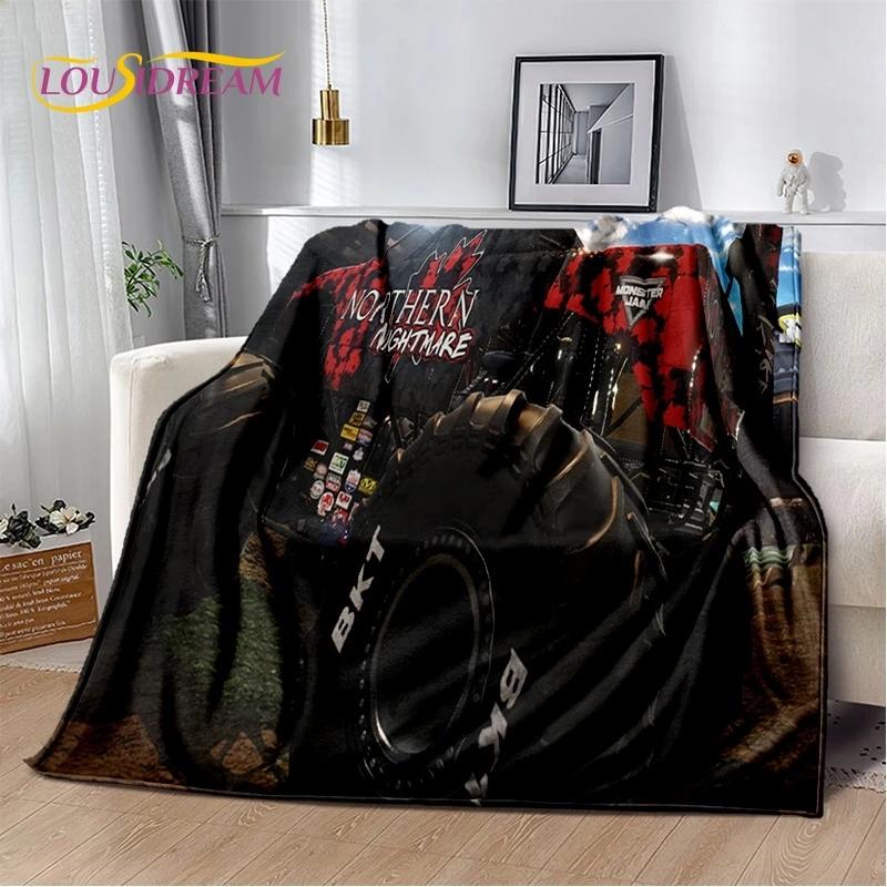 Monster Truck 3D Monster Jam Cartoon Soft Flannel Blanket for Bed Bedroom Sofa Picnic,Throw Blanket for Outdoor Leisure Nap Gift