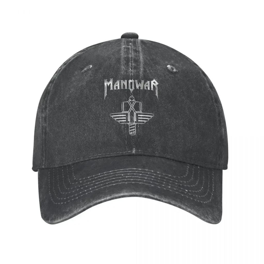Vintage Manowar Rock Baseballkappe Unisex Used Denim Gewaschen Snapback Musik Outdoor Workouts Unstrukturiert Weich s Hut