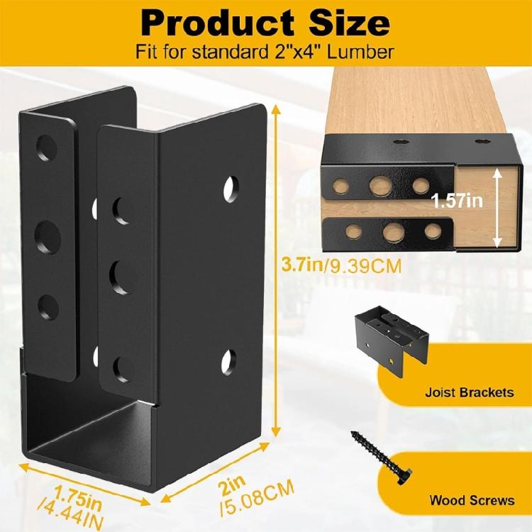 2Pcs Multipurpose Adjustable Deck Railing Bracket Concealed Support Beam Hanger Flange Joist Hanger Bracket Connector