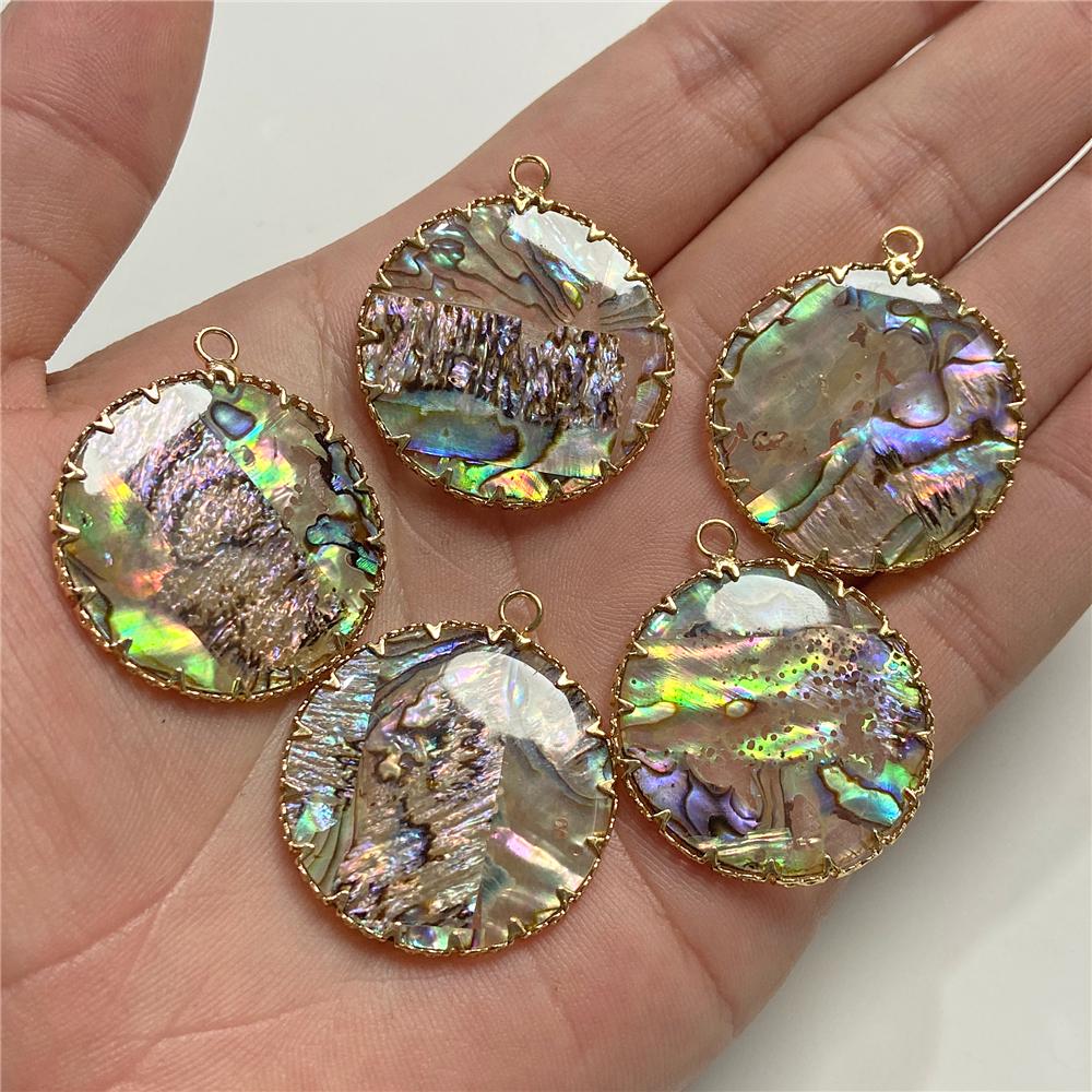 2pcs/Set New Natural Mother-of-pearl Shell Pendants Reiki Heal Charms for Summer Fashion Boho Jewelry Making Necklace Earrings