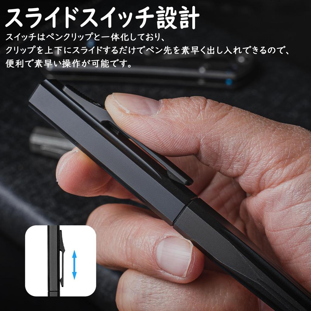 TIMULTI Titanium Ballpoint Stylish Metallic Luxury Easy To Write Pen, Multi-Function Pen, Gift, (Titanium Black/Retractable)