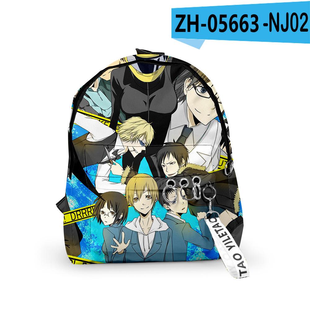 Sacs à dos Durarara Classiques Populaires pour Garçons/Filles Sacs d'école 3D Imprimés Porte-clés Oxford Imperméables Mignons Petits Sacs à dos