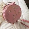 Women's Fashion Lace Fresh Handbag Crossbody Bag Solid Color Small Round Bag-MXBC