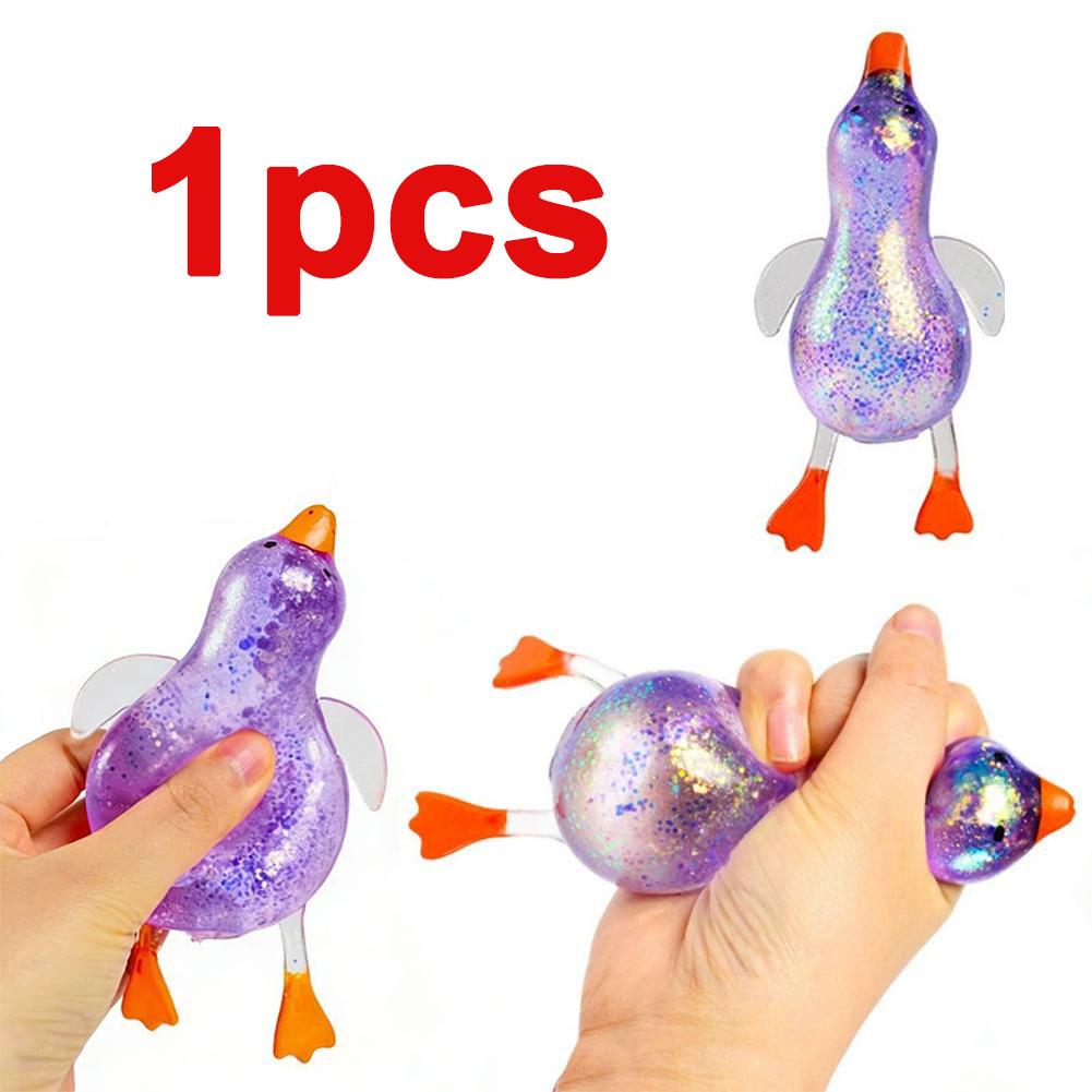 Stress Relief Squeeze,Squishy Glitter Ducks,Kids Squishy Fidget Toy,Animal Stress Balls,Bulk Party Favors Easter Basket Stuffers