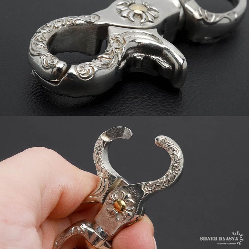 [Silver KYASYA] Heavy Cross Key Ring, Keychain, Key Hook, Clip, Cross, Flared, Arabesque, Key Chain, Silver, Key Accessories