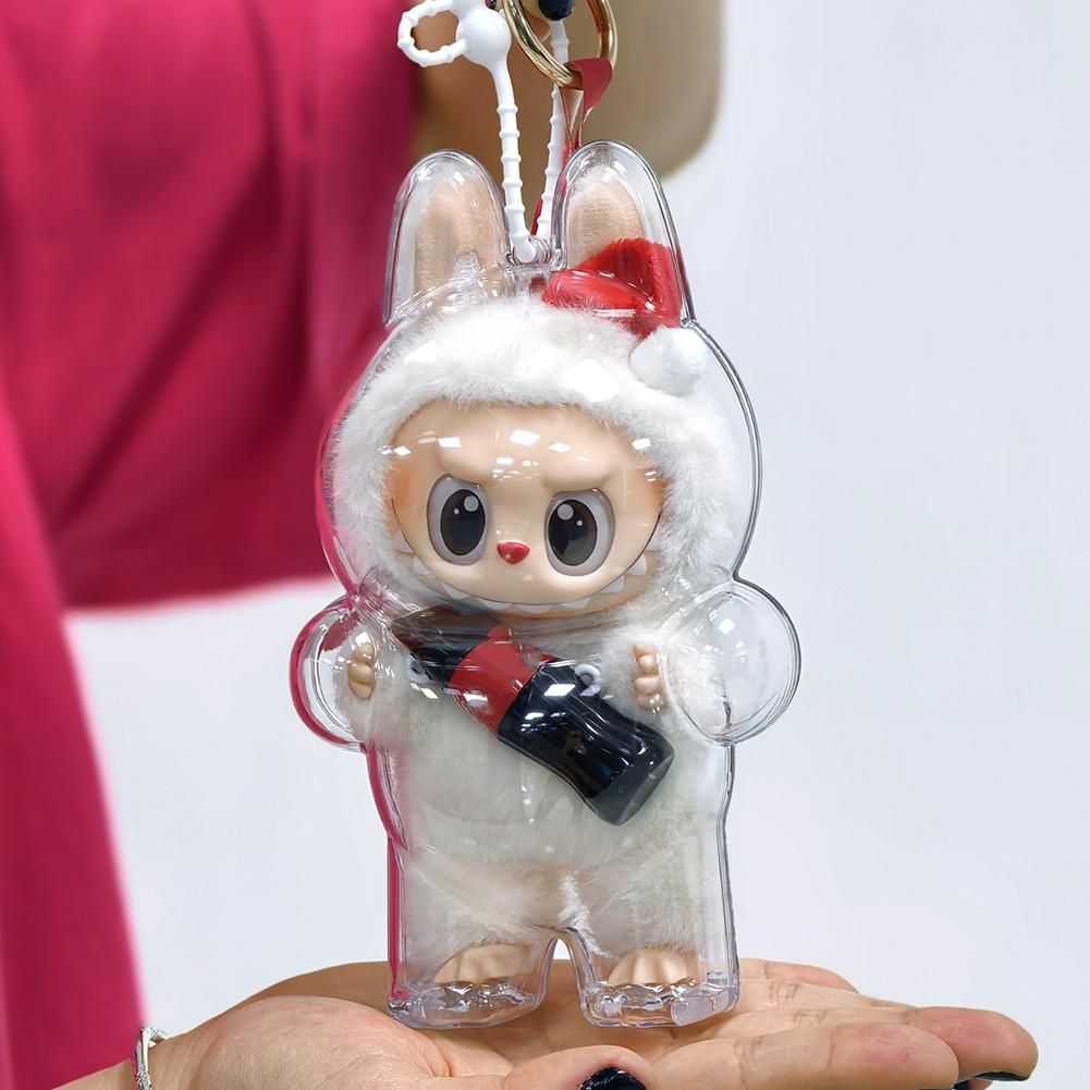 1PC Protective Acrylic Storage Case For Plush Dolls Display Bag for Labubu V3 No Doll Transparent Portable Cable Organizer Box