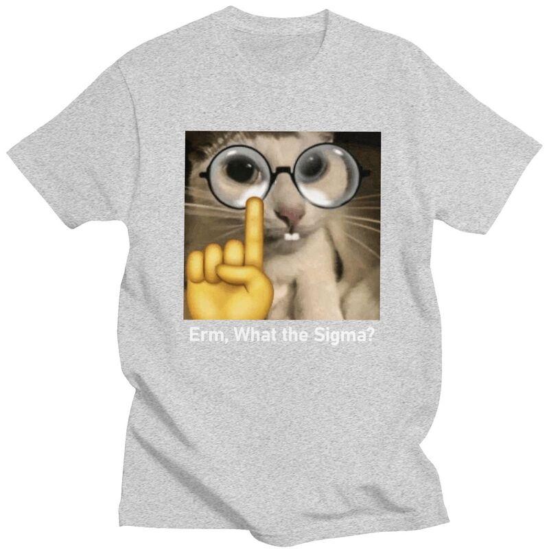 Custom Male What The Sigma Cat Meme T Shirts ShortSleeve Cotton Tshirt Leisure Humor Sarcastic Quote Tee Clothes
