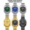 Mode Quadratische Business Herren Quarzuhren Wasserdicht Leuchtend Kalender Luxus Edelstahl Armband Armbanduhren Herren Geschenke