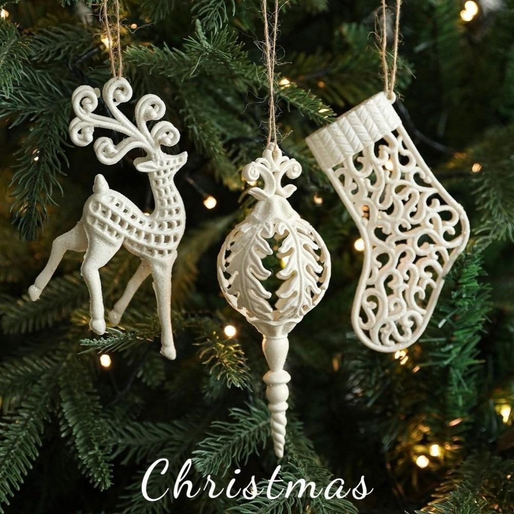 Hanging Christmas Decoration Pendant Plastic Elk Pentacle Christmas Tree Ornament Snowflake Design Xmas Gifts Christmas Party
