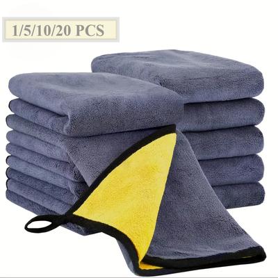 1/5/10/20 PCS Ultra Fine Fiber Cleaning Cloth Car Care Washing Towel Super Absorbent Cleaning Cloth Coral Fleece Double-layer Thickened