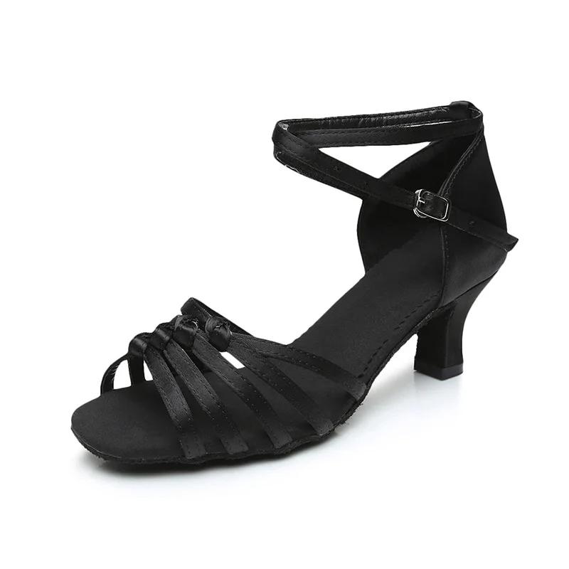 Ladies Girls Black Red White Satin Mid High Heel 5cm 7cm Satin Tango/Samba/Latin/Ballroom/Salsa Dance Shoes For Women