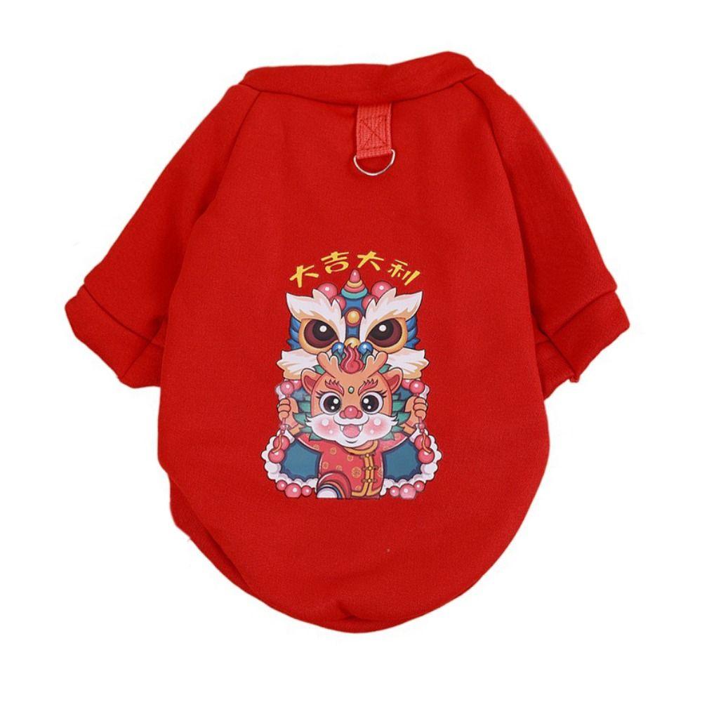

Мультяшный Дракон Кошки Пальто Китайский Стиль Зодиак Дракон Собака Одежда Новый Год Толстовки для Собак Зима XL-E